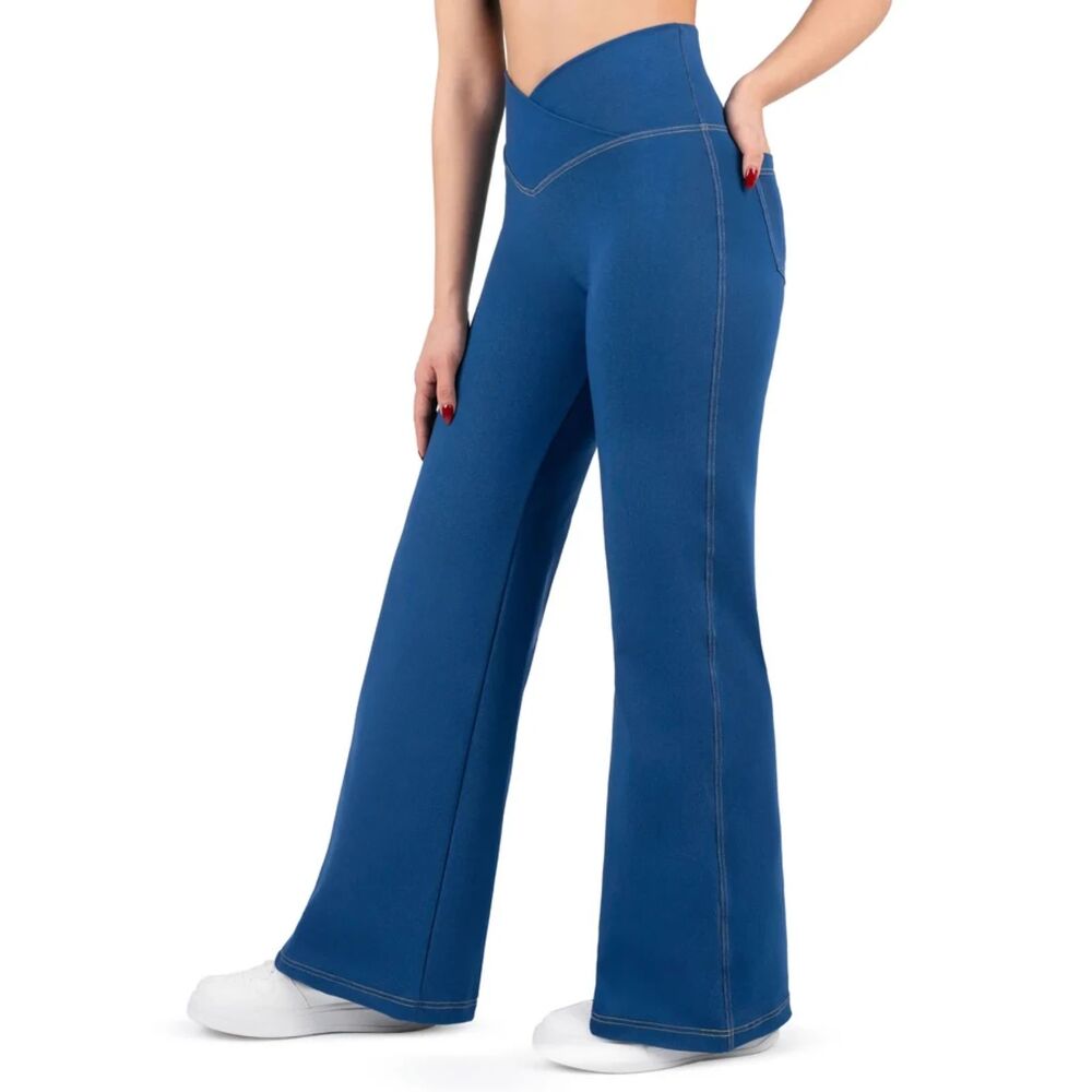 NWT Nirlon NirJEANS™  Crossover Wide Leg Jeggings with Pockets Size 12 / L